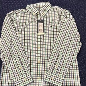 Vineyard Vines Blue and Green Button Down Shirt